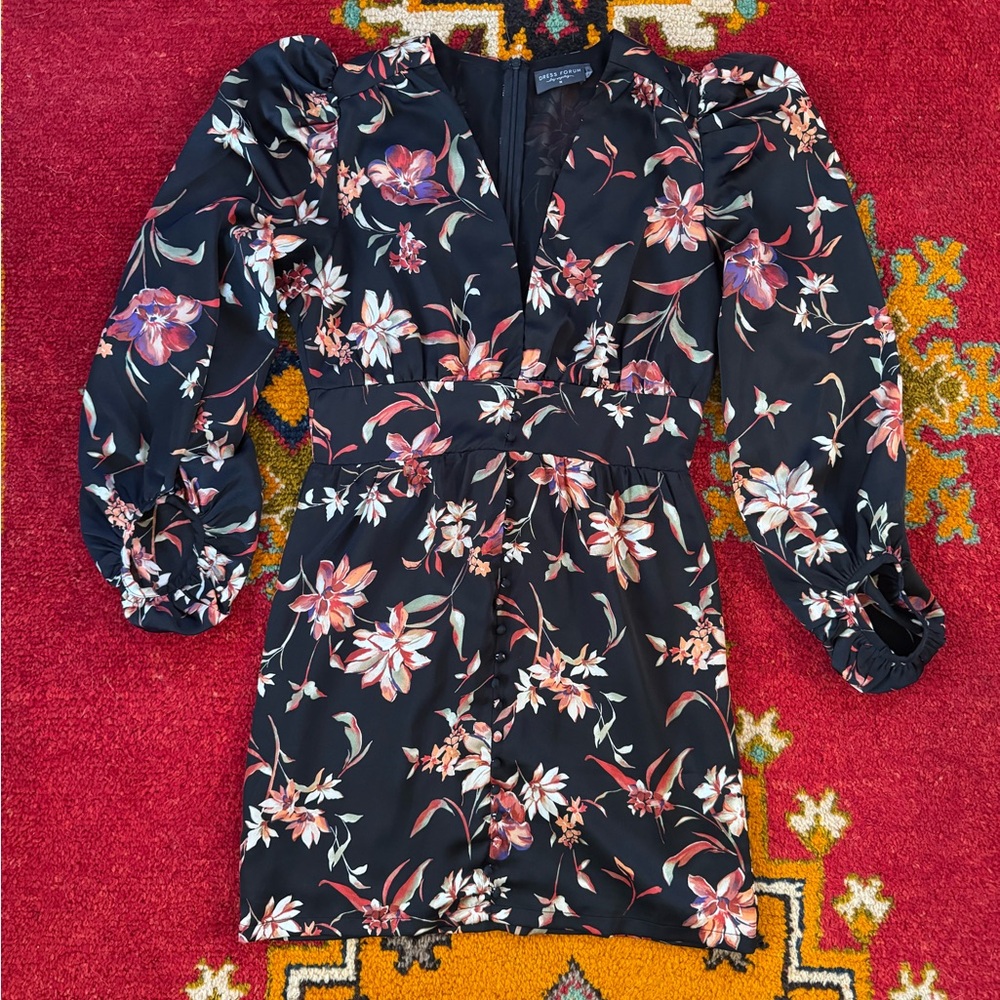 Dress Forum Black Floral Long Sleeve Dress